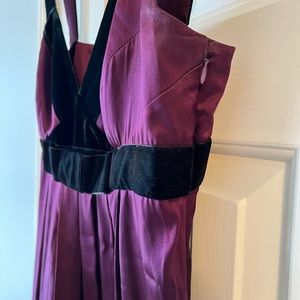 Banana Republic satin dress. Size 2. Dark purple with black velvet details